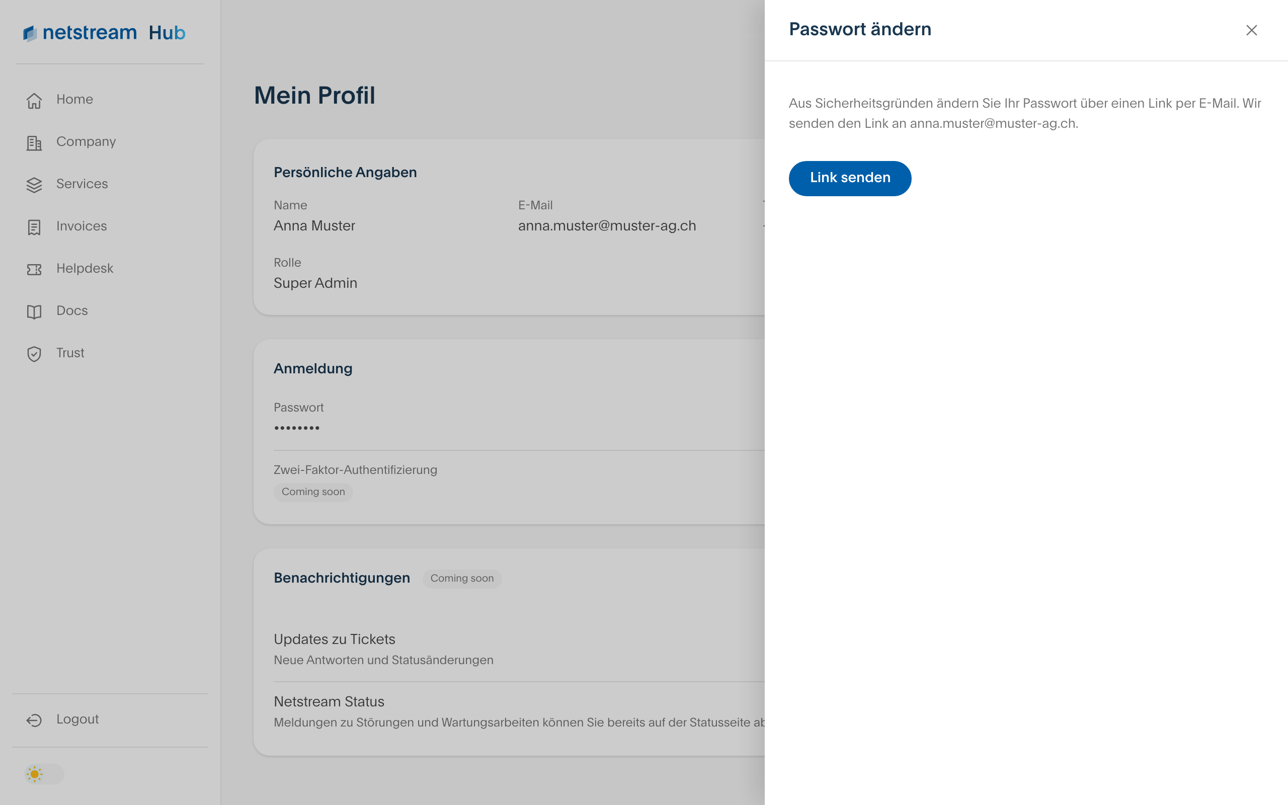 Passwort im Profil ändern