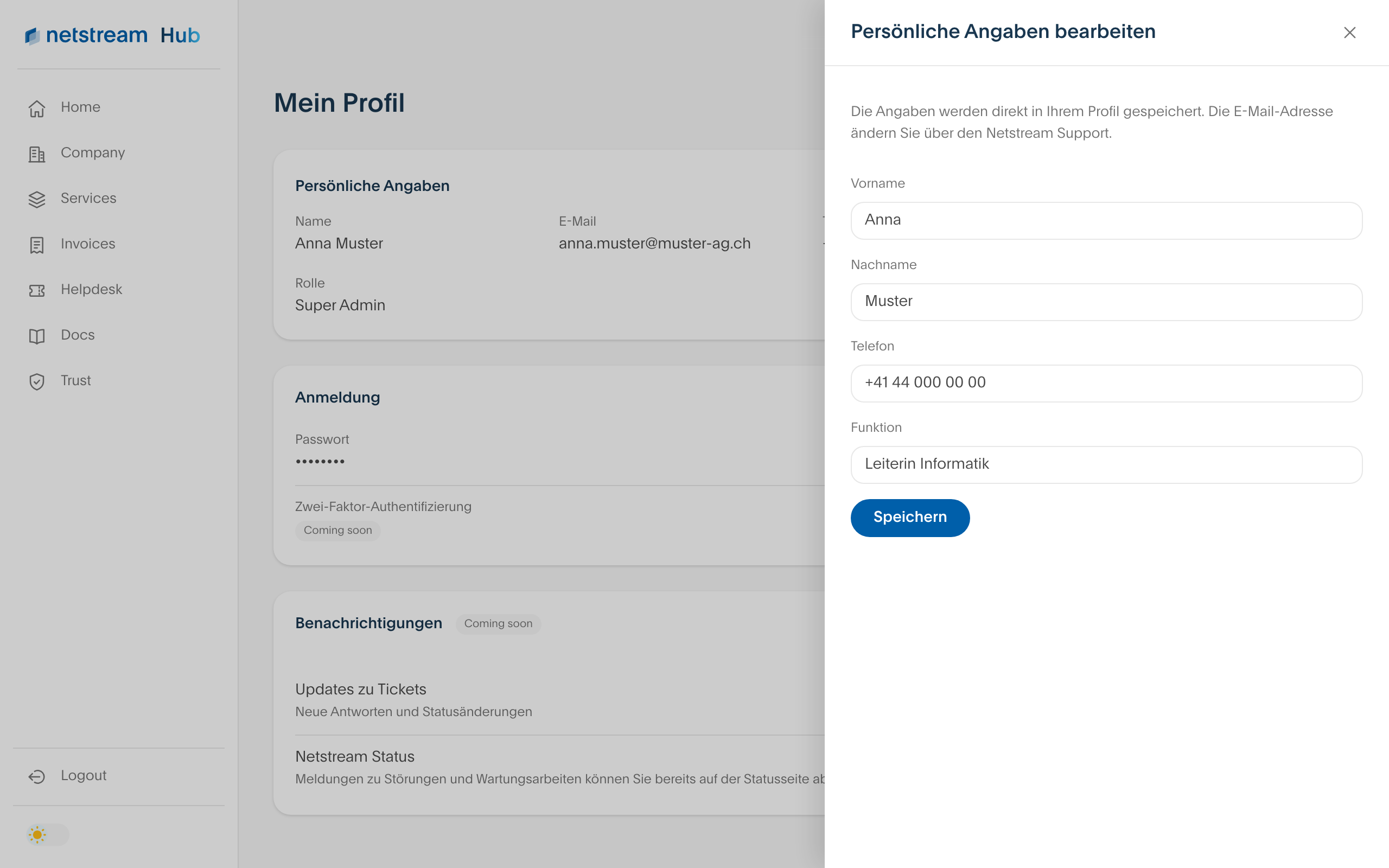 Persönliche Angaben bearbeiten