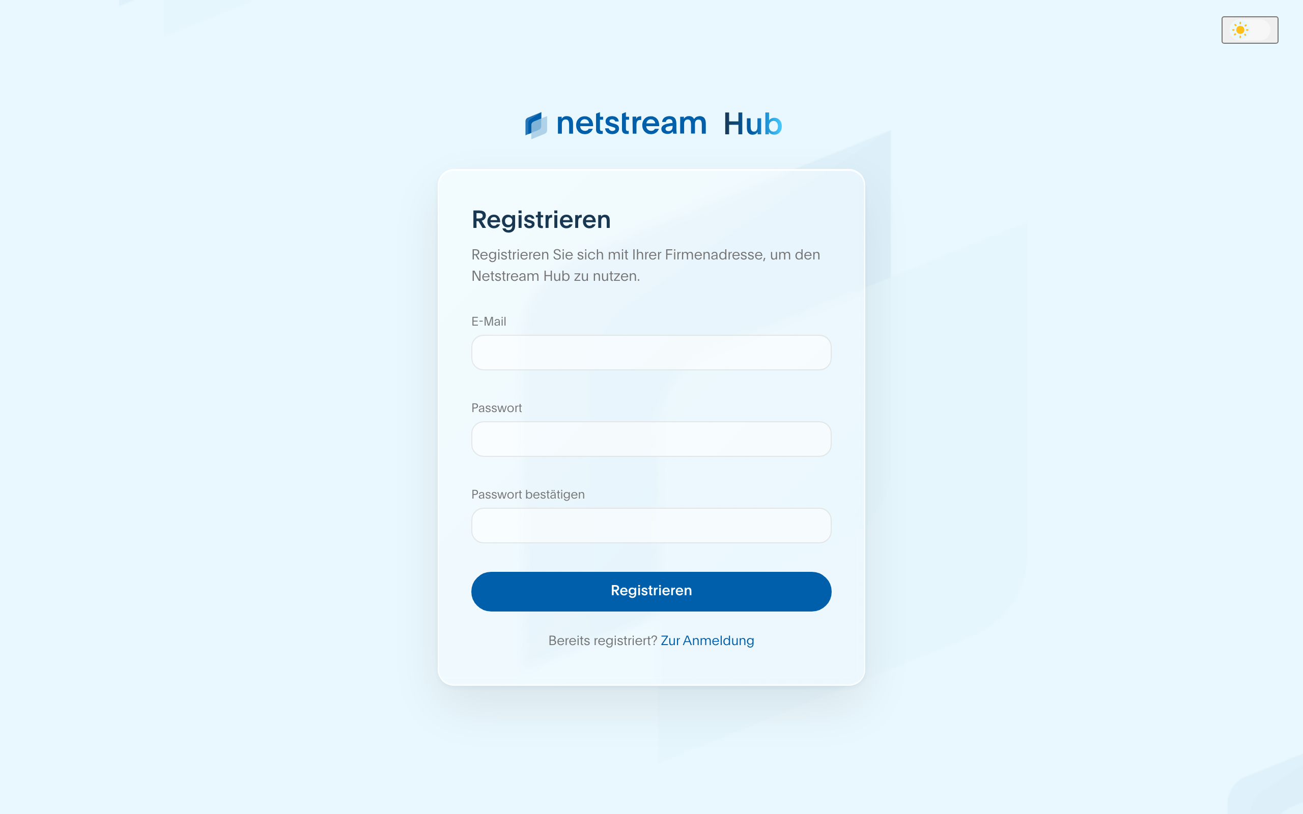 Registrierung im Netstream Hub